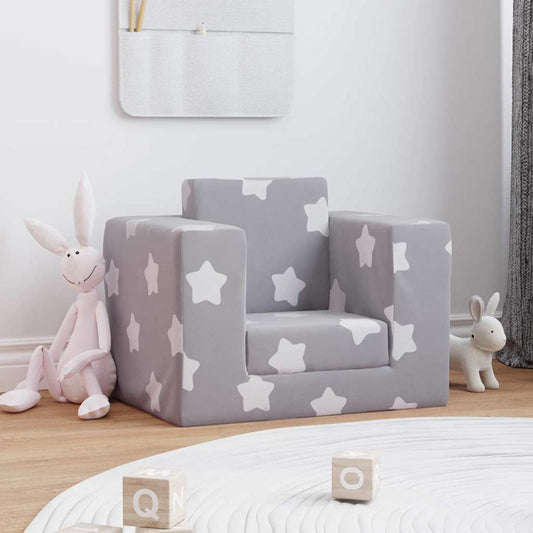 Divano letto per bambini grigio chiaro stelle morbido peluche