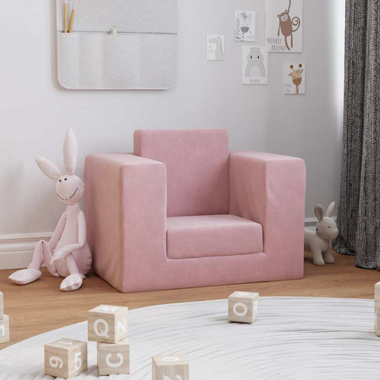 Divano letto per bambini, rosa, morbido peluche