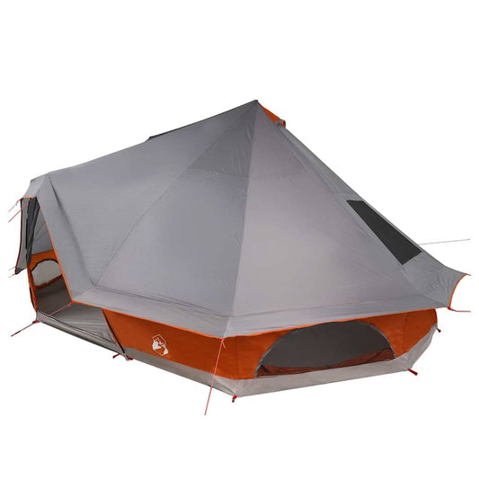 Tenda teepee familiare con tetto, grigia e arancione, 680 x 430 x 270 cm