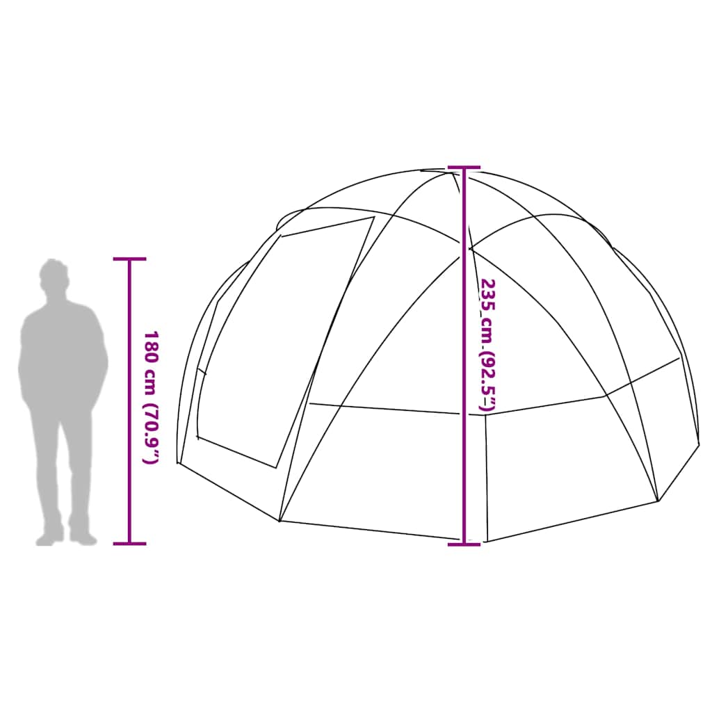 Tenda da campeggio con tetto, verde, 475 x 475 x 235 cm, poliestere