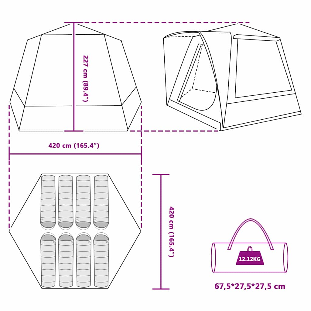 Campingzelt Grau und Orange 420 x 420 x 227 cm Polyester