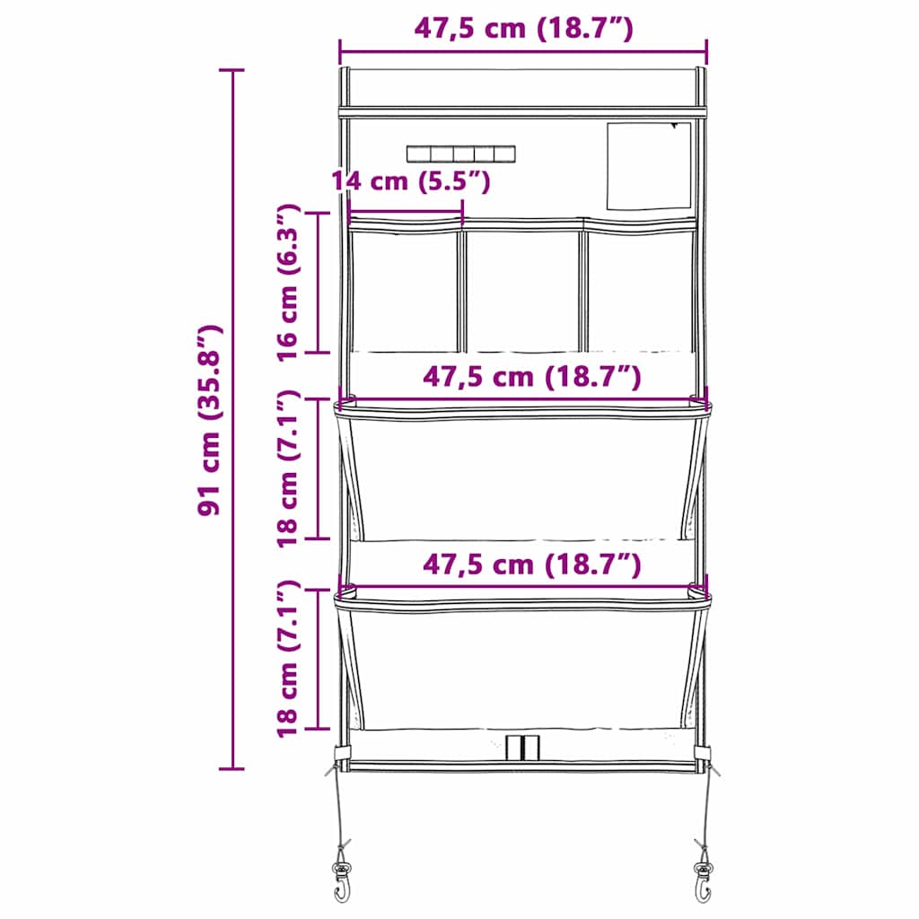 Borsa portaoggetti, nera e blu, 91 x 47,5 cm, Oxford