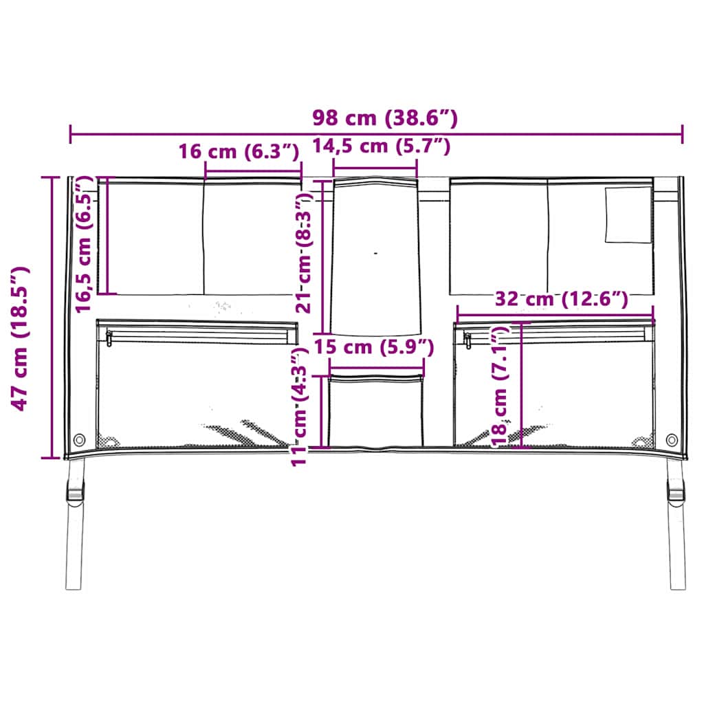 Aufbewahrungstasche Schwarz und Blau 98 x 47 cm Oxford