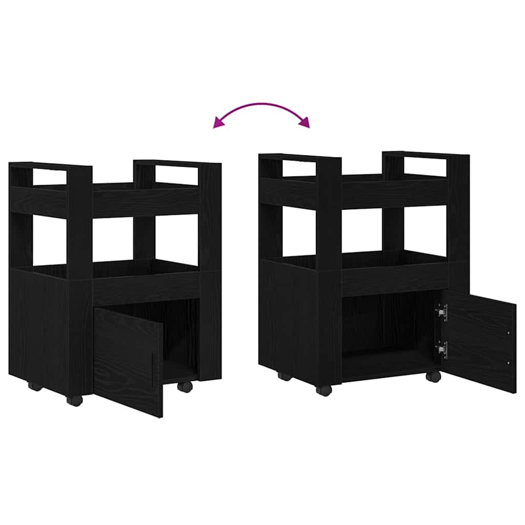 Carrello da cucina, rovere nero, 60 x 45 x 80 cm, legno ingegnerizzato.