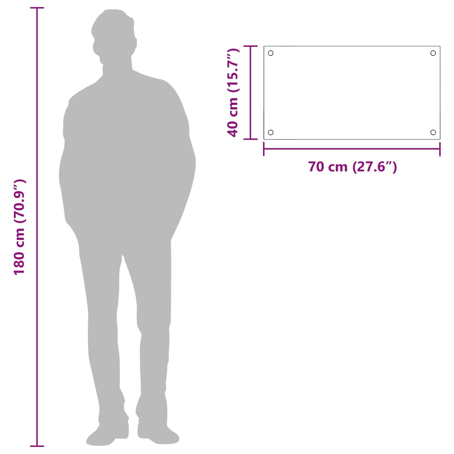 Küchenrückwand Dunkelgrau 70 x 40 x 0,6 cm Gehärtetes Glas