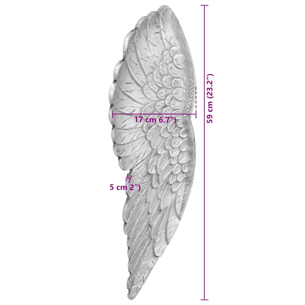 Flügel-Skulptur Silber 17 x 5 x 59 cm Aluminium