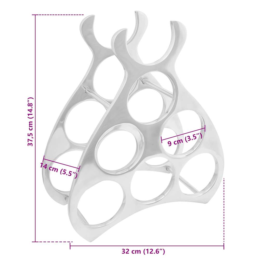 Weinregal Silber 32 x 14 x 37,5 cm Aluminium