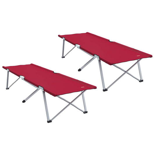 Letto da campeggio pieghevole, 2 pezzi, rosso, 62 x 194 x 42 cm