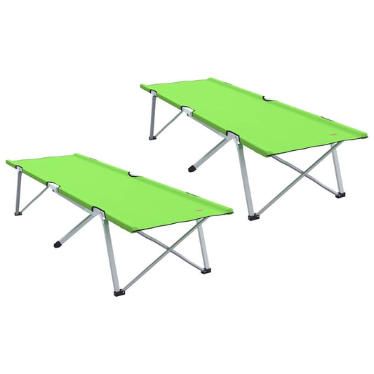 Letto da campeggio pieghevole, 2 pezzi, verde scuro, 62 x 194 x 42 cm