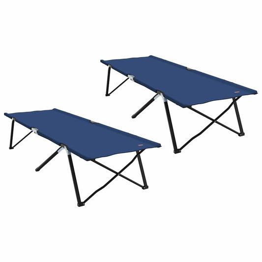 Letto da campeggio pieghevole, 2 pezzi, blu, 206 x 76 x 74 cm