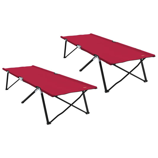 Letto da campeggio pieghevole, 2 pezzi, rosso, 206 x 76 x 74 cm