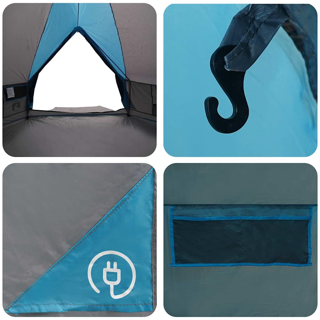 Teepee Zelt mit Dach Blau und Grau 490 x 410 x 210 cm