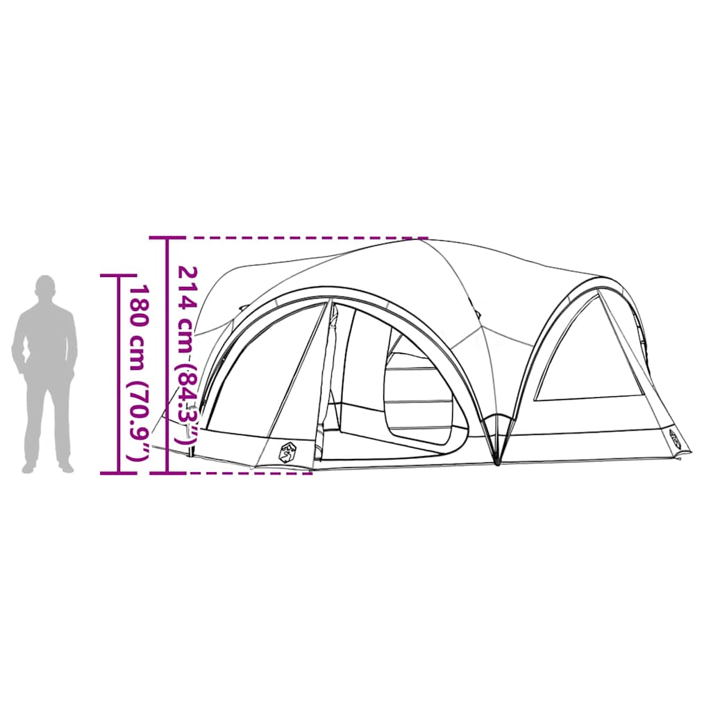 Familienzelt mit Dach Grün und Grau 460 x 430 x 214 cm