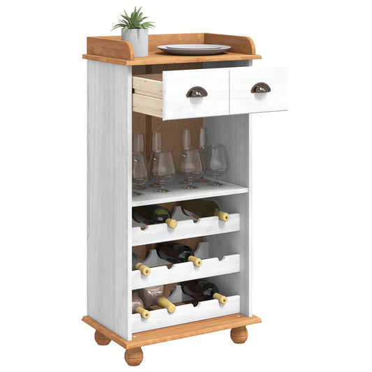 Weinschrank ASKIM Weiß mit Honigoberfläche 57 x 37 x 114 cm