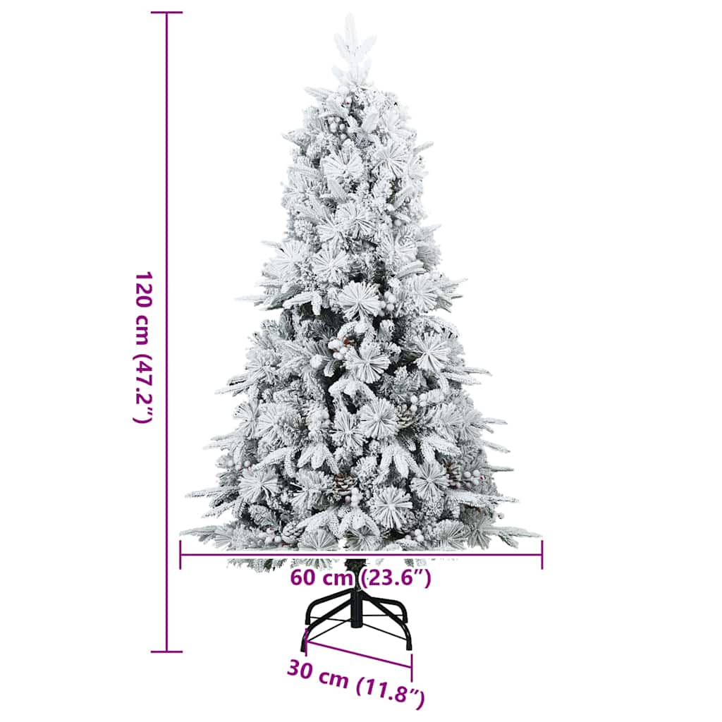 Künstlicher Scharnier-Weihnachtsbaum schneebedeckt Weiß 120 cm