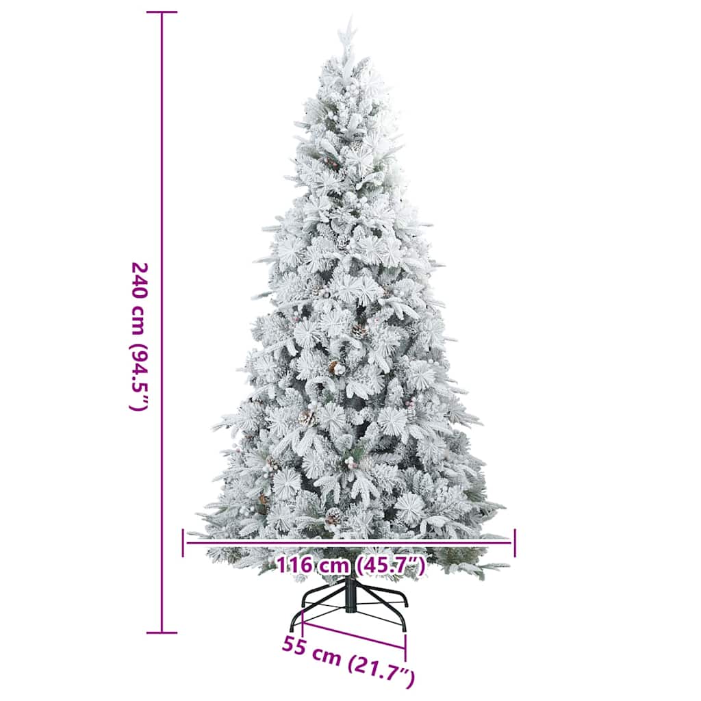 Künstlicher Scharnier-Weihnachtsbaum schneebedeckt Weiß 240 cm