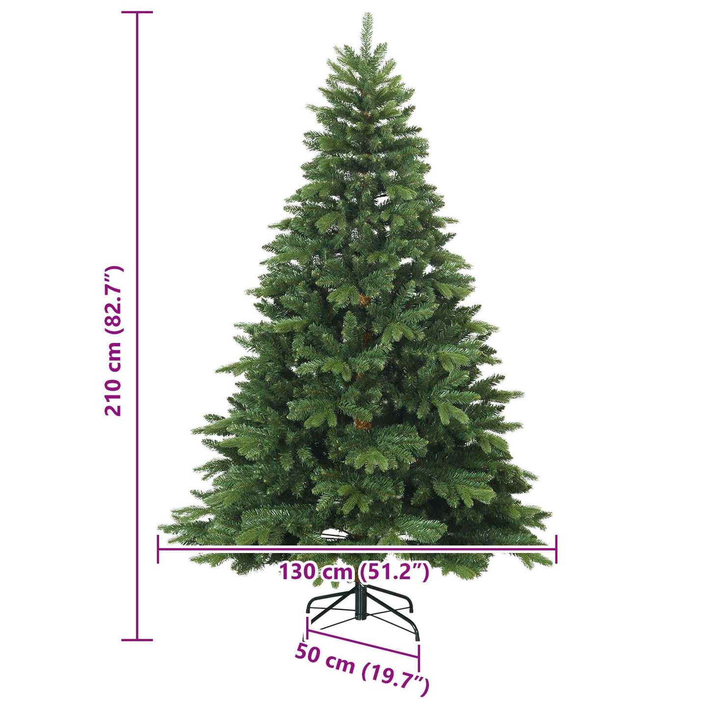 Künstlicher klappbarer Weihnachtsbaum mit Ständer Grün 210 cm