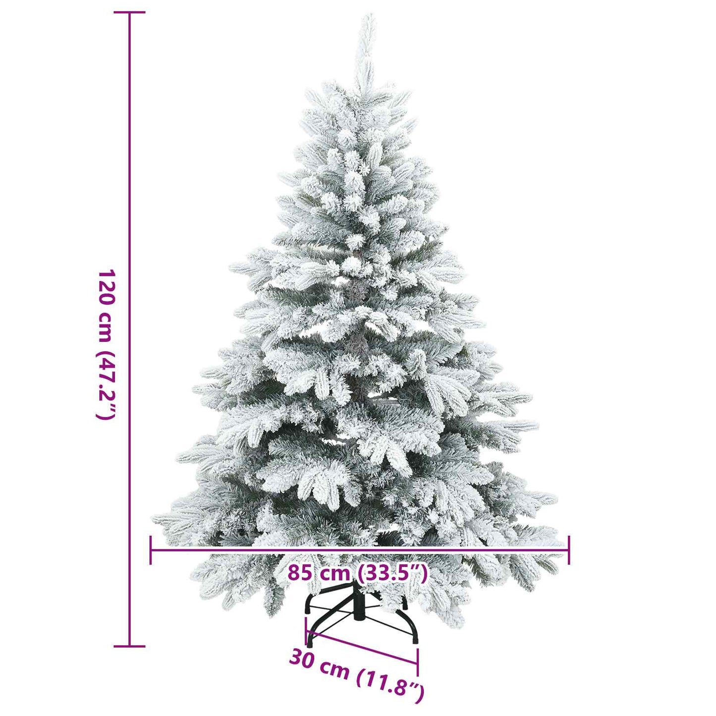 Künstlicher Scharnier-Weihnachtsbaum schneebedeckt Weiß 120 cm