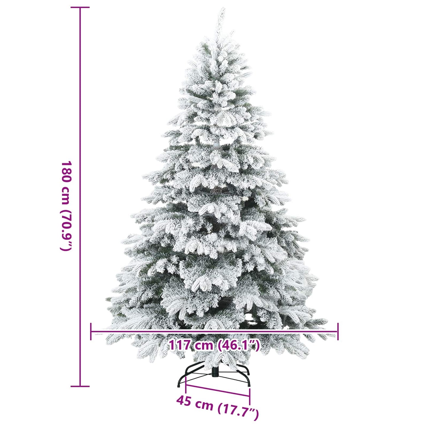 Künstlicher Scharnier-Weihnachtsbaum schneebedeckt Weiß 180 cm