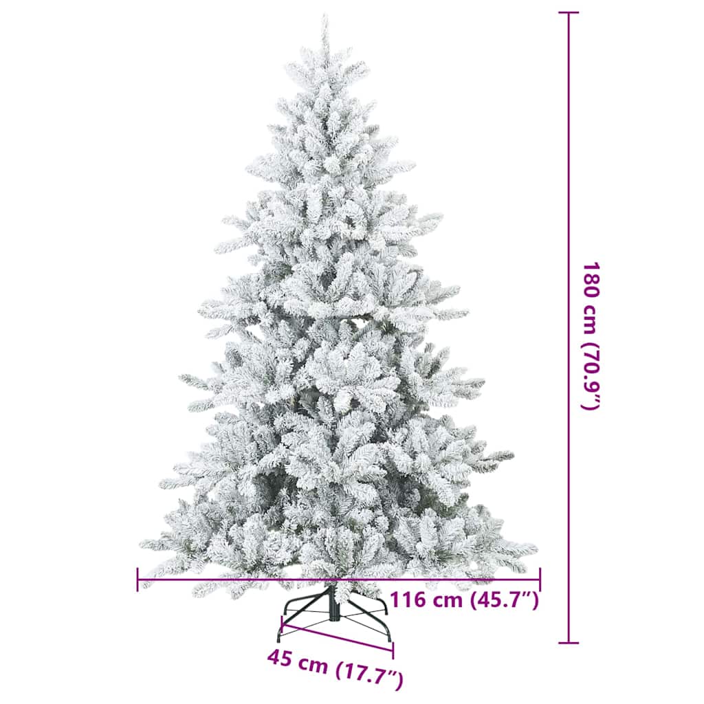 Künstlicher Scharnier-Weihnachtsbaum schneebedeckt Weiß 180 cm