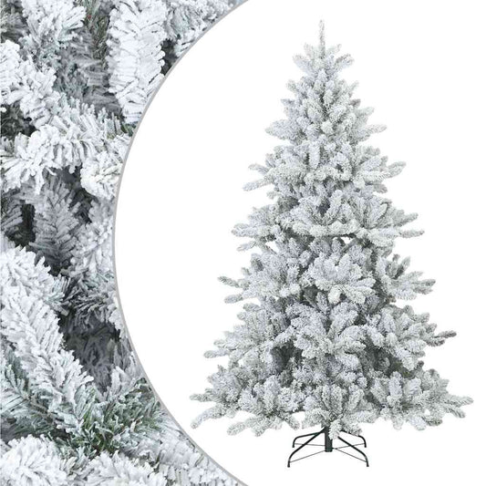 Künstlicher Scharnier-Weihnachtsbaum schneebedeckt Weiß 210 cm