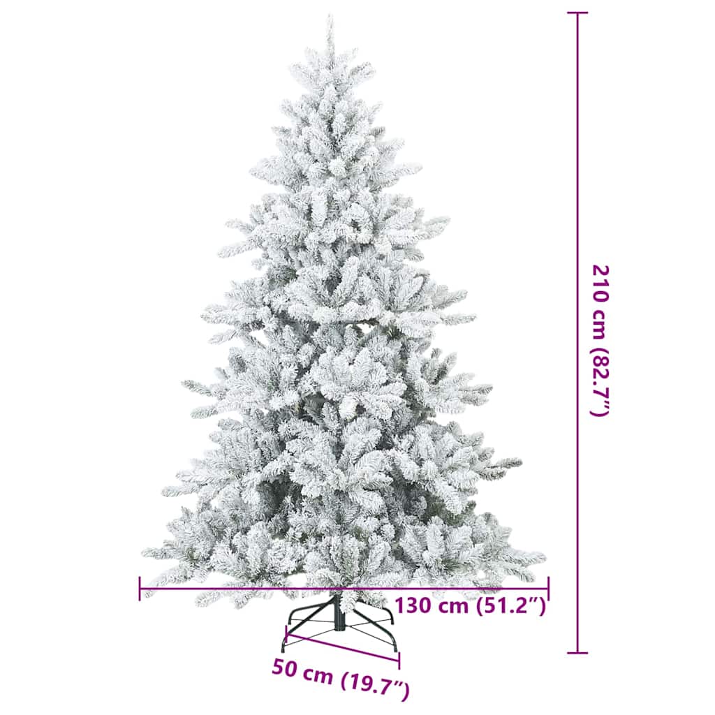 Künstlicher Scharnier-Weihnachtsbaum schneebedeckt Weiß 210 cm