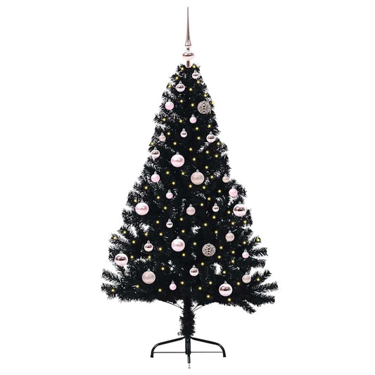 Künstlicher vorbeleuchteter Weihnachtsbaum Schwarz 150 cm PVC