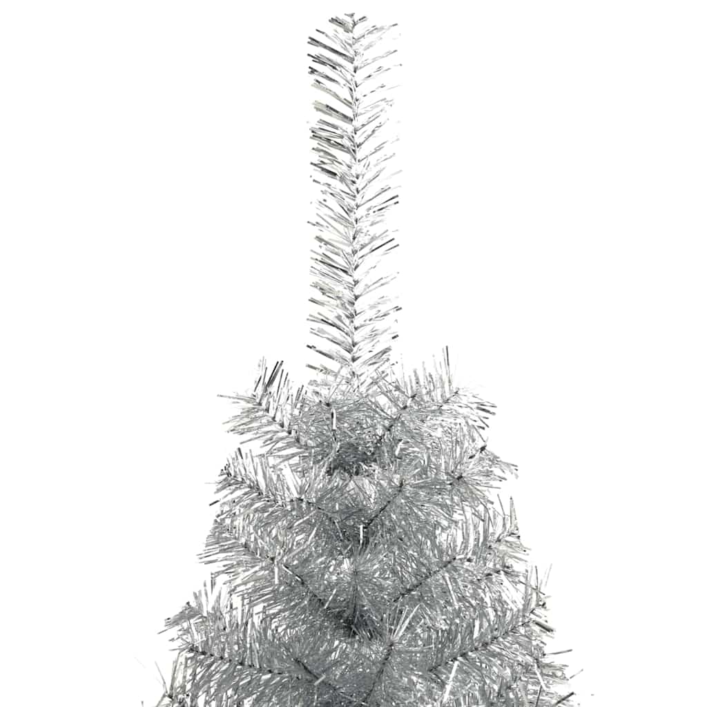 Künstlicher vorbeleuchteter Weihnachtsbaum Silber 180 cm PET