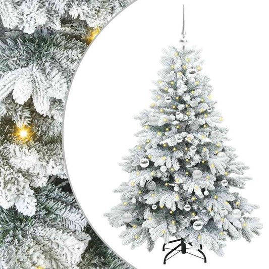 Künstlicher Weihnachtsbaum mit 150 LEDs Weiß 150 cm PE und PVC