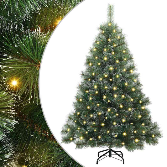 Albero di Natale artificiale con 150 LED, verde, 120 cm, PE e PVC