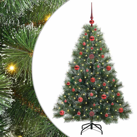 Albero di Natale artificiale con 150 LED, verde, 120 cm, PE e PVC