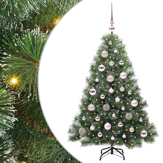 Albero di Natale artificiale con 150 LED, verde, 120 cm, PE e PVC