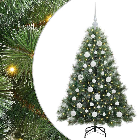 Albero di Natale artificiale con 150 LED, verde, 120 cm, PE e PVC