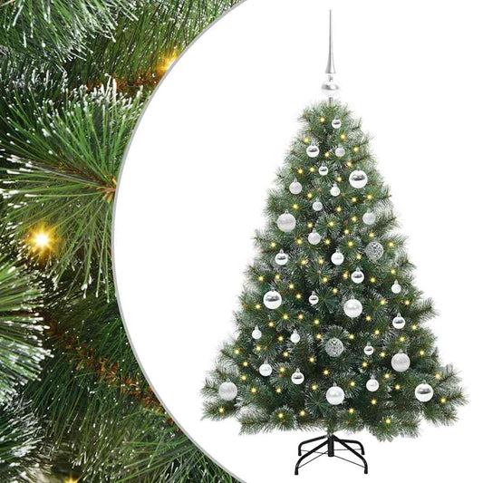 Albero di Natale artificiale con 150 LED, verde, 120 cm, PE e PVC