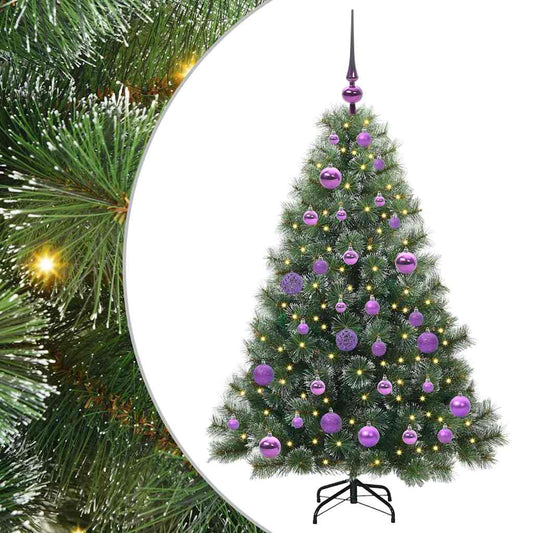 Albero di Natale artificiale con 150 LED, verde, 120 cm, PE e PVC
