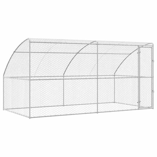 Hundekäfig mit Speicher 2 pcs Silber 4 x 2 x 2 m Stahl