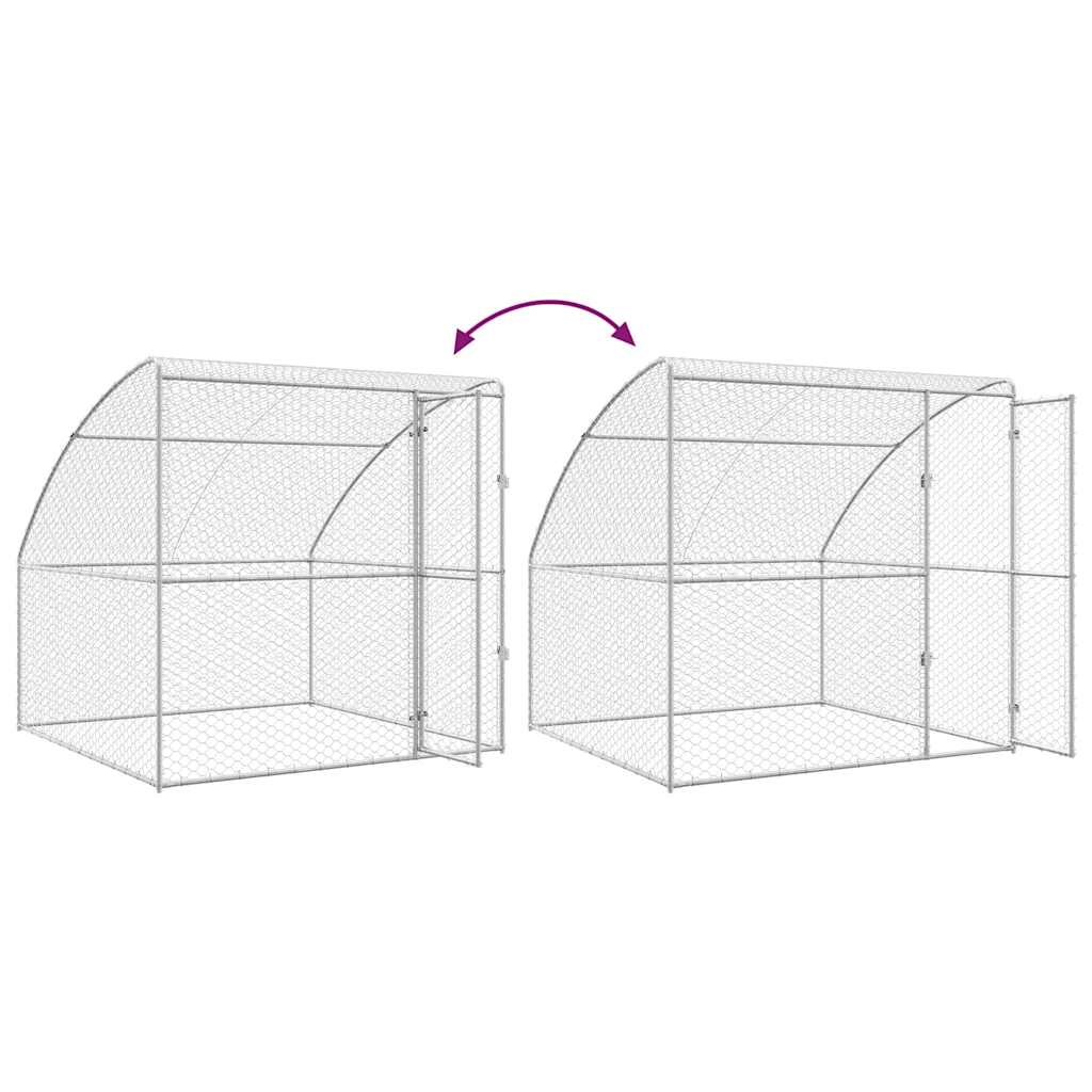 Hundekäfig mit Speicher Silber 2 x 2 x 2 m Stahl