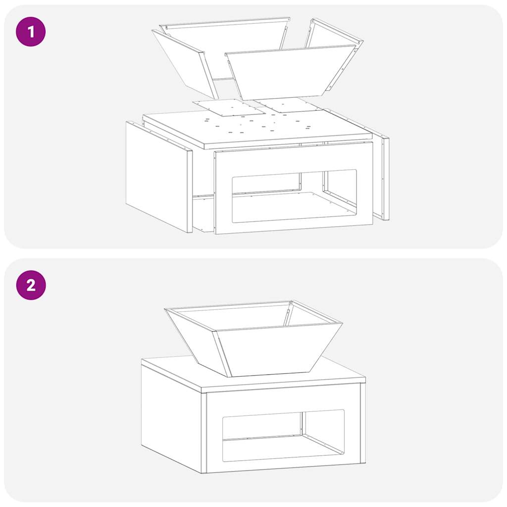 Feuerstelle Rostig 50 x 50 x 40 cm Wetterfeststahl