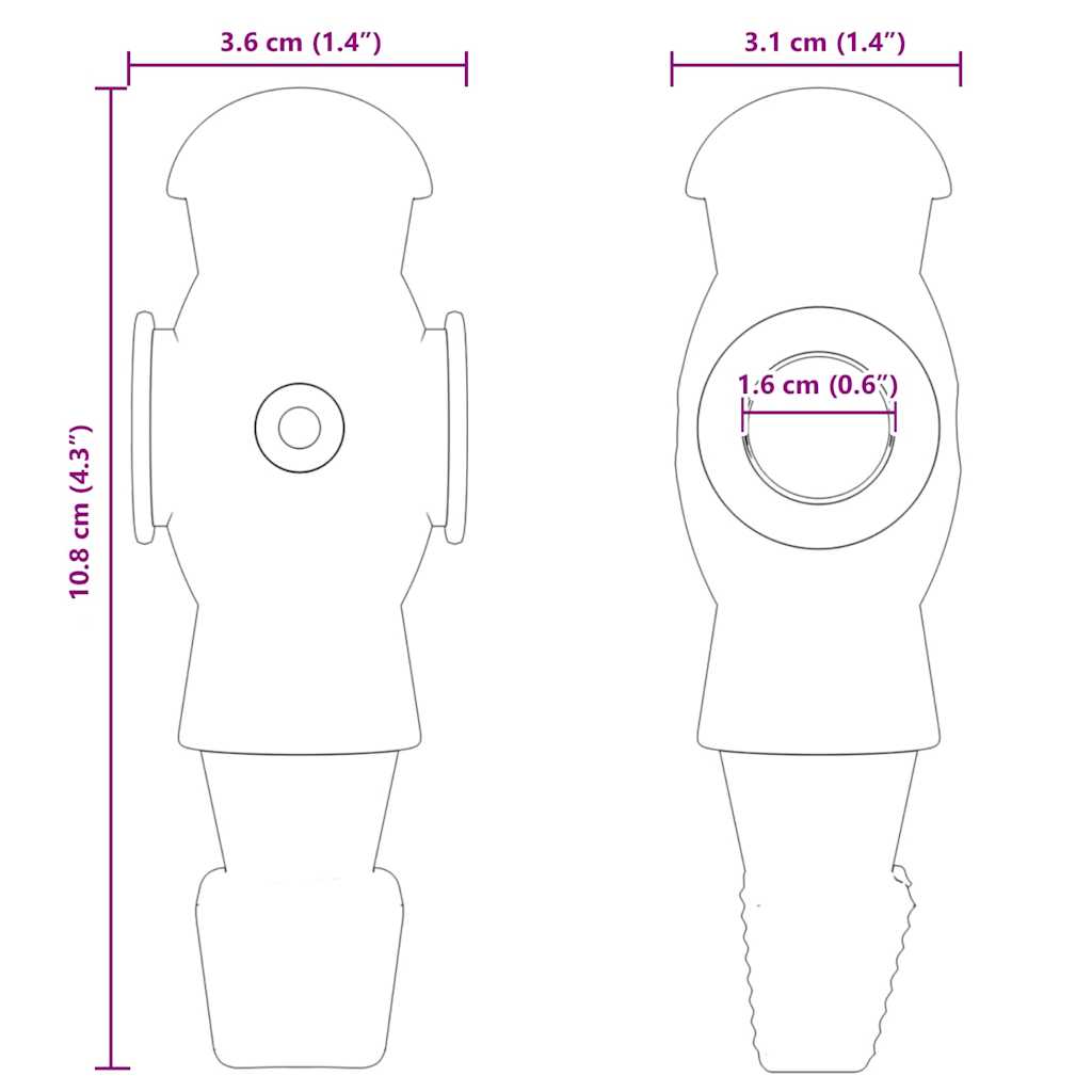 Football Table Players for 3,6 x 3,1 x 10,8 cm Rod 24 pcs