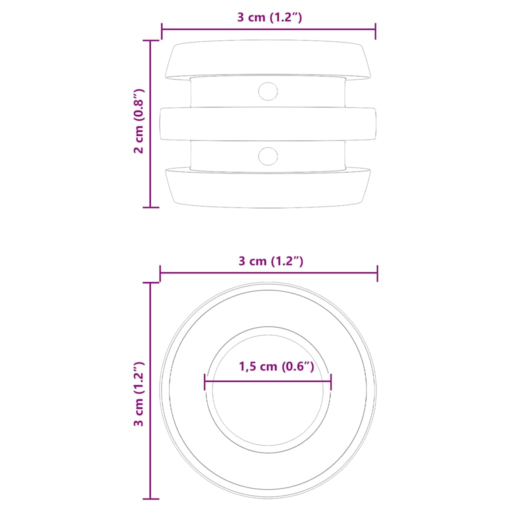 Football Table Bumpers 3 x 3 x 2 cm Rod 16 pcs Schwarz