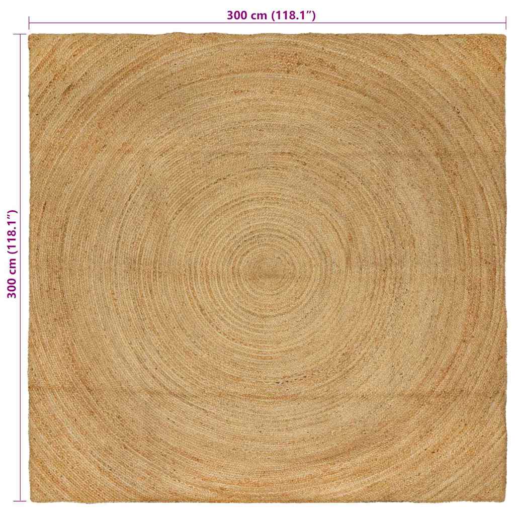 Bereichsteppiche Quadratisch Braun 300 x 300 cm Jute