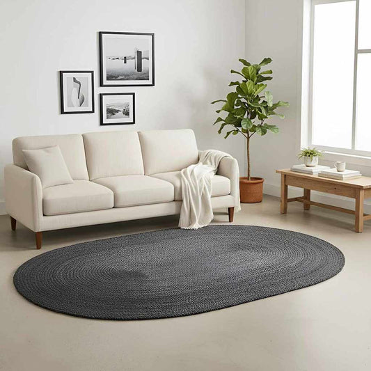 Bereichsteppiche Oval Schwarz 100 x 152 cm Jute