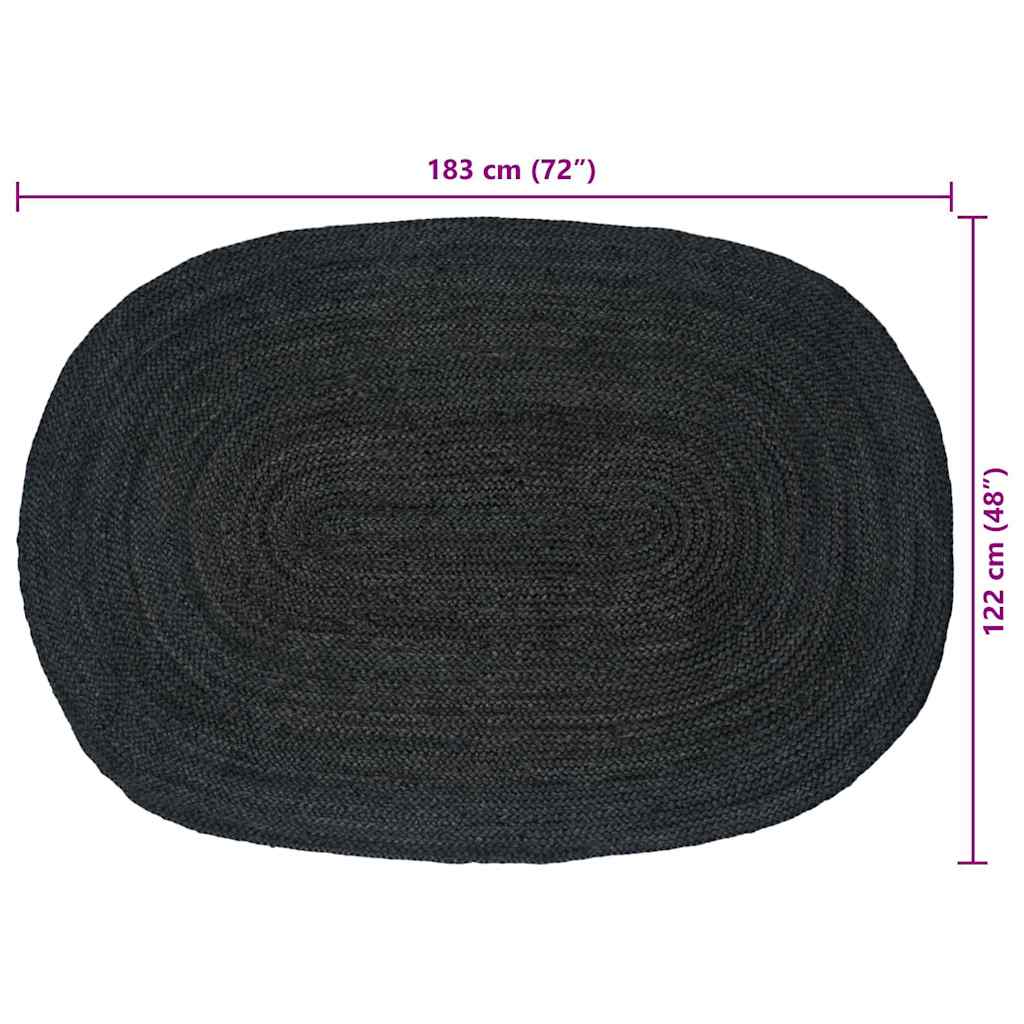 Bereichsteppiche Oval Schwarz 122 x 183 cm Jute
