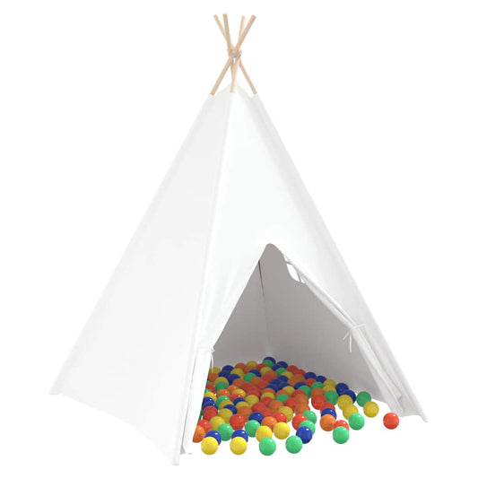 Teepee Zelt Weiß 120 x 120 x 150 cm Stoff und Kunststoff