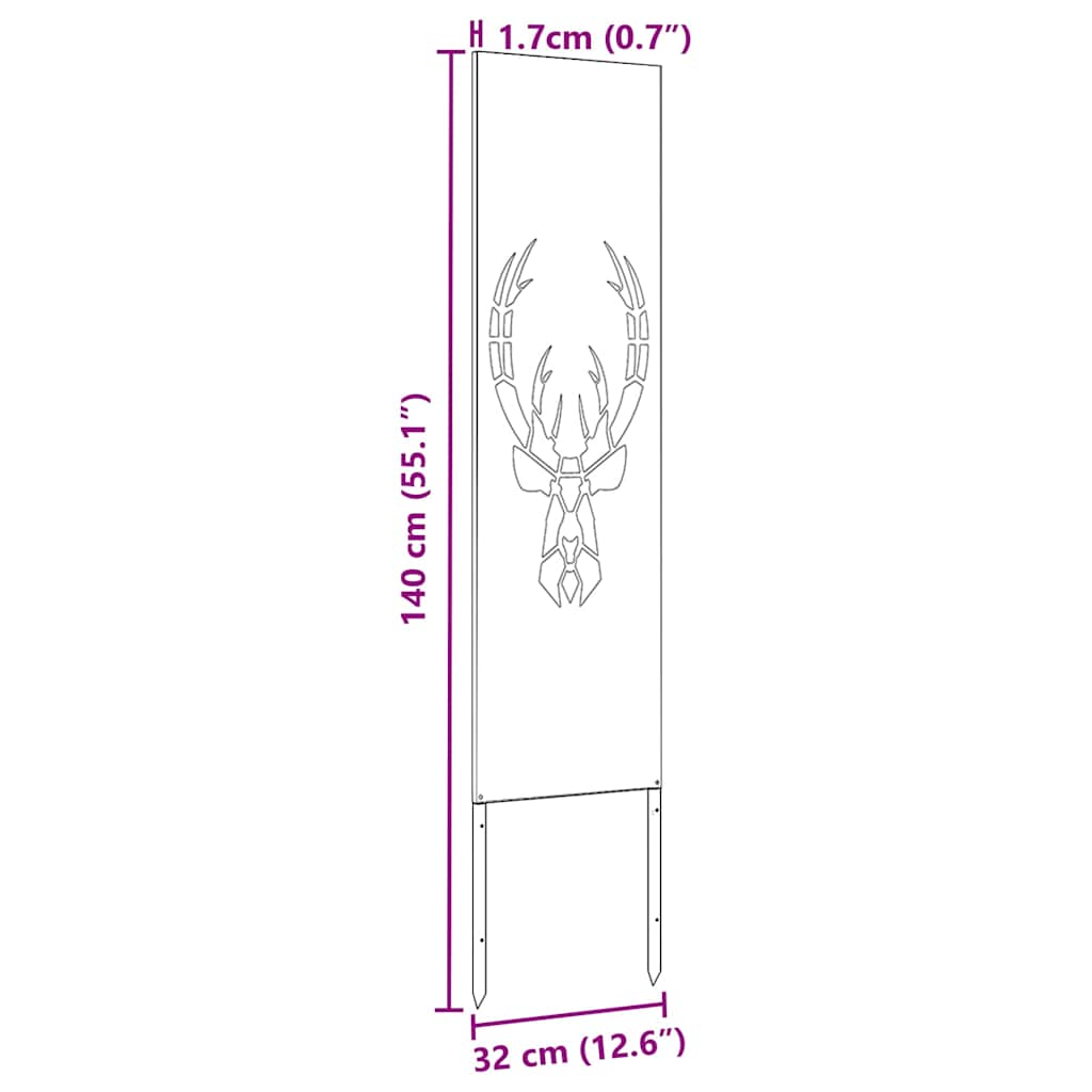 Garten Sichtschutz-Leinwand Rostig 32 x 140 cm Wetterfeststahl