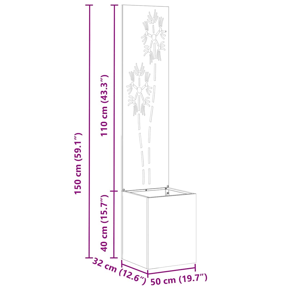 Garten Sichtschutz-Leinwand Floral Olivgrün 32 x 140 cm