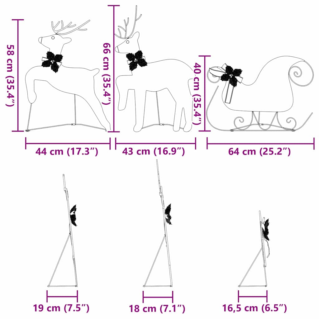 LED Rentiere 3 pcs Kaltweiß Stoff