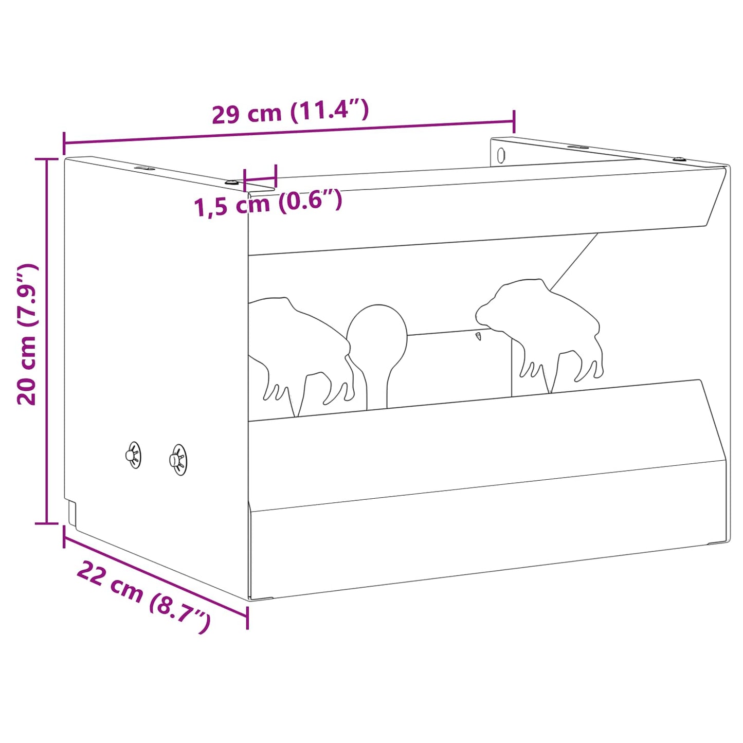 Kugelfangbox Schwarz 29 x 22 x 20 cm Stahl
