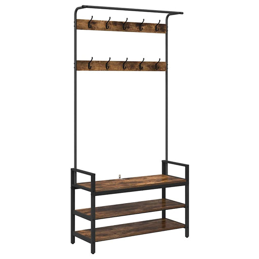 Garderobenständer mit Regal Geräucherte Eiche 95 x 34 x 184 cm