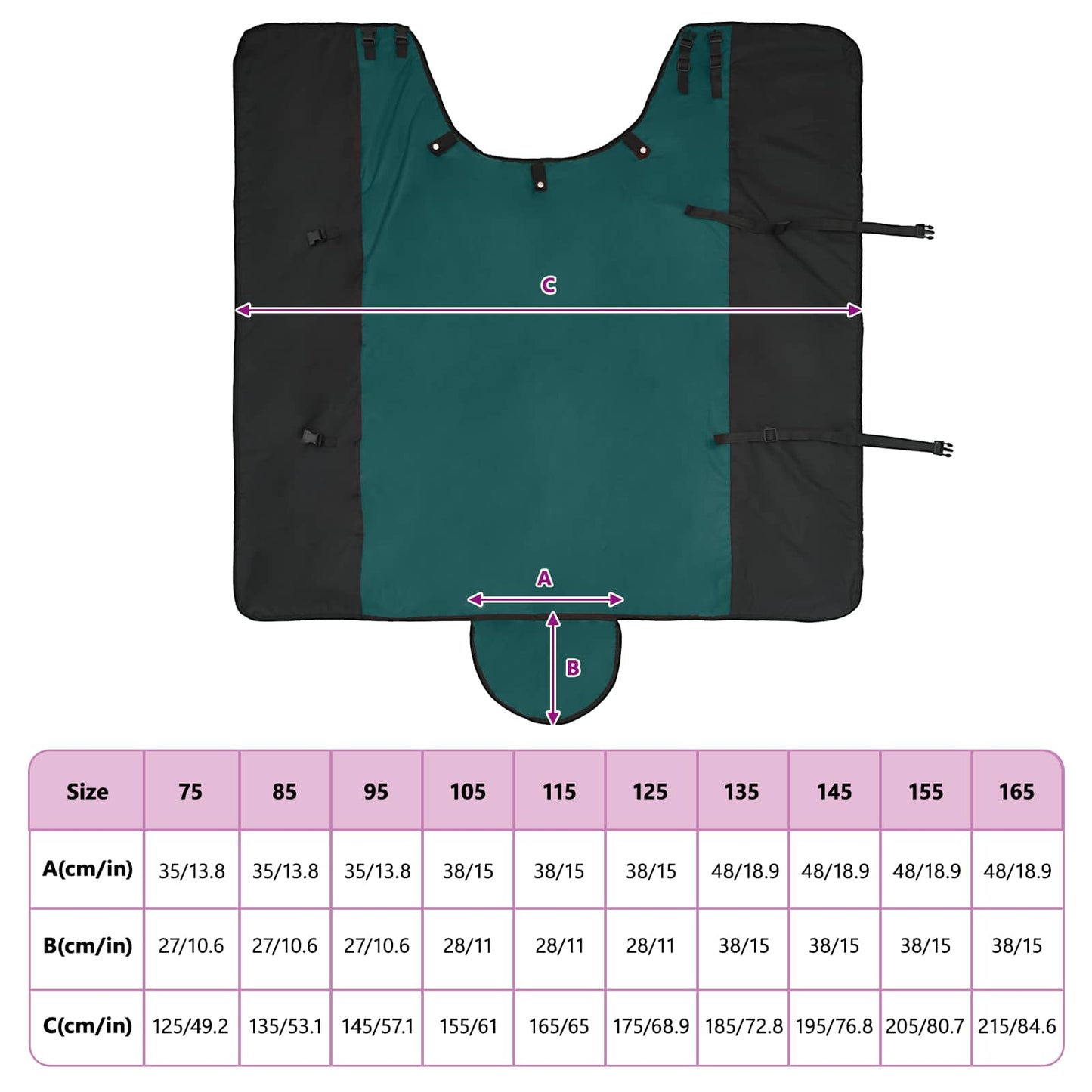 Coperta per cavalli, verde scuro e nero, 95 cm, poliestere